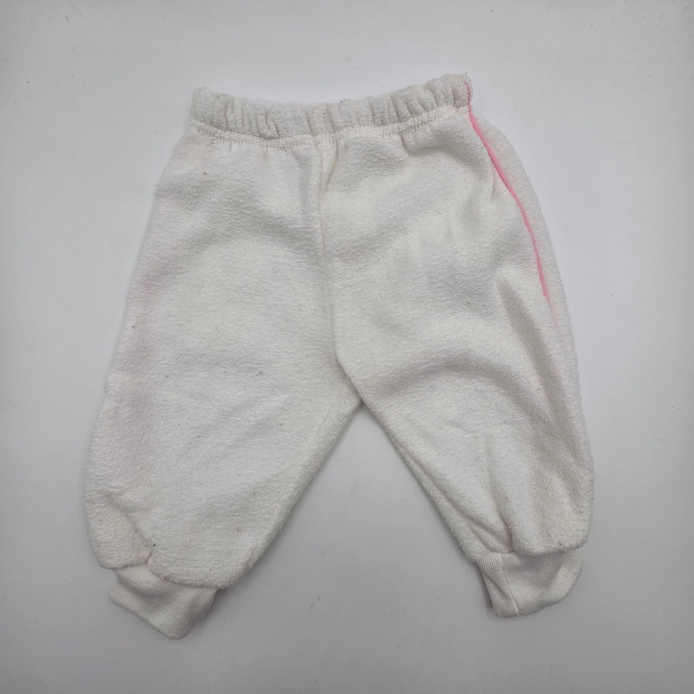 Vitamins Vintage Baby Jogger Pants White Pink Stripe Size 12 Months